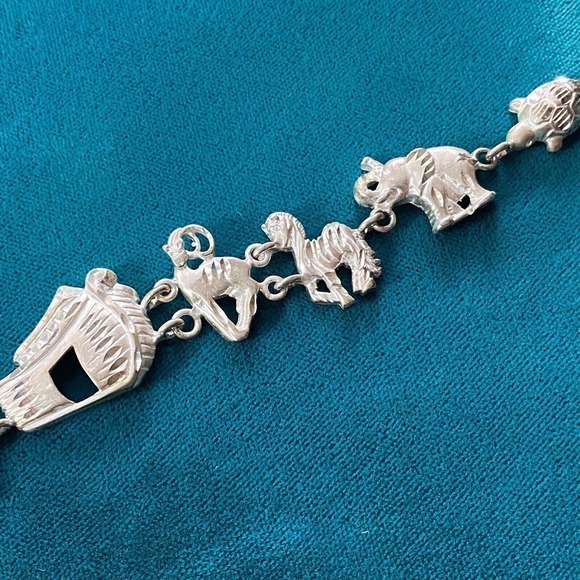 Vintage 925 Sterling Silver Animal Link Bracelet 7.5" - Picture 6 of 9